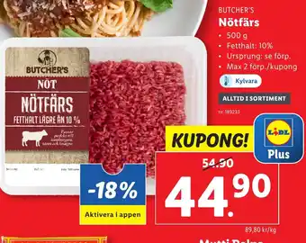 Lidl BUTCHER'S Nötfärs erbjuda