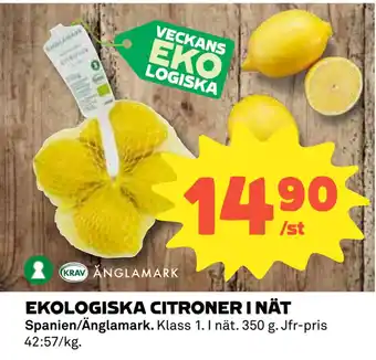 Coop EKOLOGISKA CITRONER I NÄT erbjuda