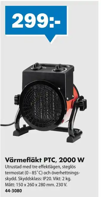 Värmefläkt PTC 2000 W