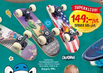 Leklust California. Miniskateboard med motiv erbjuda