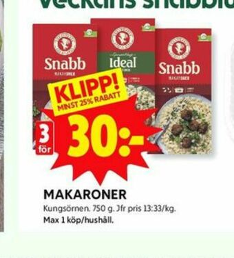 ICA Kvantum Kungsörnen Makaroner erbjuda