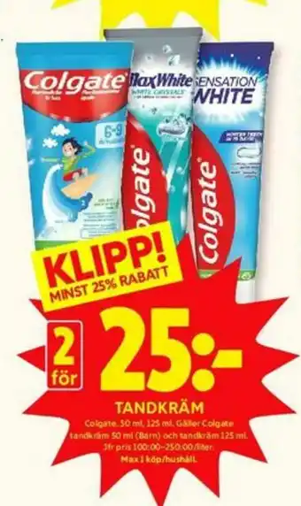 ICA Kvantum Colgate Tandkräm erbjuda