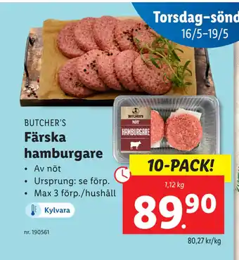 Lidl Färska hamburgare erbjuda