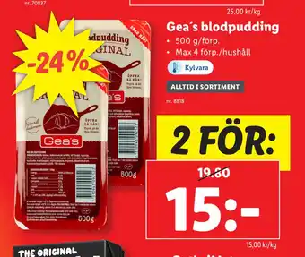 Lidl Gea´s blodpudding erbjuda