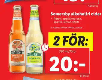 Lidl Somersby alkoholfri cider erbjuda