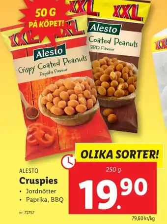 Lidl Alesto coated peanuts bbq flavour erbjuda