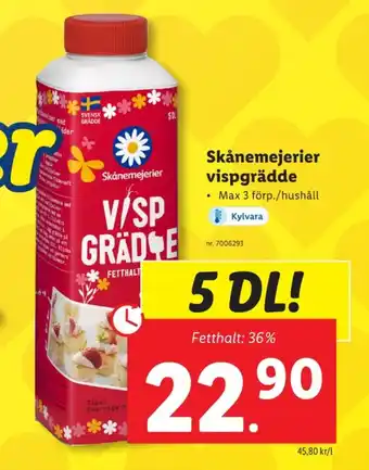 Lidl Skånemejerier vispgrädde erbjuda