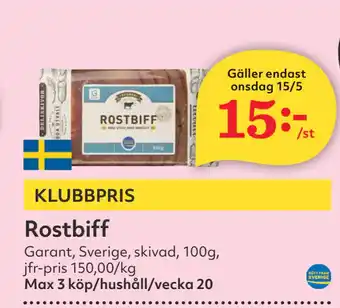 Hemköp Rostbiff erbjuda