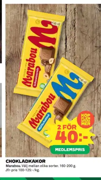 Coop Marabou chokladkaka mjölkchoklad erbjuda