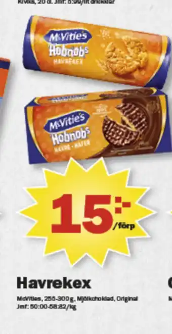 Pekås Hobnobs digestive kex erbjuda