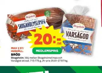 Stora Coop Skogaholmslimpa erbjuda