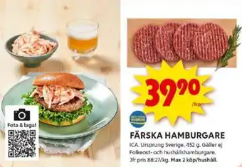 ICA Kvantum FÄRSKA HAMBURGARE erbjuda