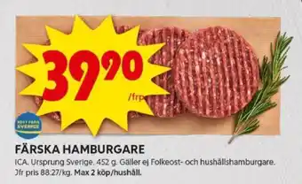 ICA Kvantum FÄRSKA HAMBURGARE erbjuda