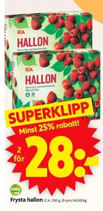 ICA Supermarket Frysta hallon erbjuda