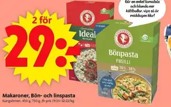 ICA Supermarket Makaroner, Bön- och linspasta erbjuda