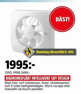Bauhaus Badrumsfläkt intellivent sky design erbjuda