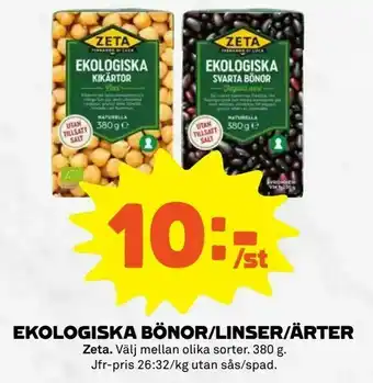 Ekologiska bönor/linser/ärter