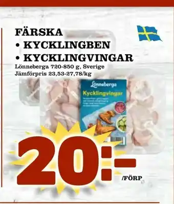 Färska • kycklingben • kycklingvingar