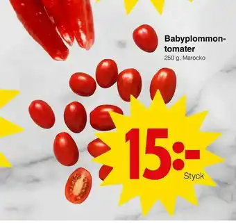 Matöppet Babyplommon tomater erbjuda