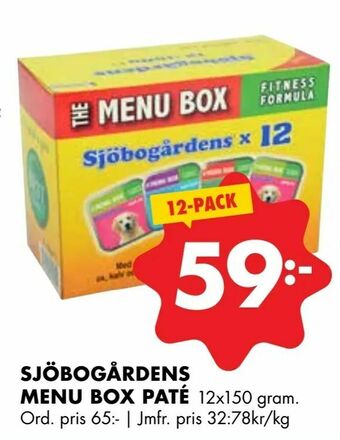 ÖoB Sjöbogårdens menu box paté erbjuda