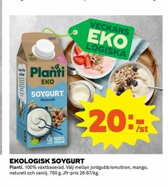 Coop Extra Ekologisk soygurt erbjuda