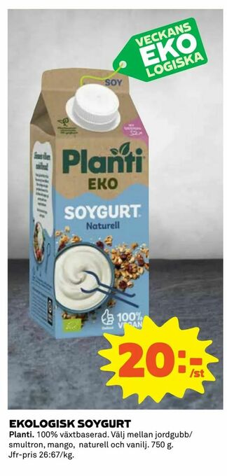 Coop Ekologisk soygurt erbjuda
