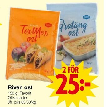 Matöppet Riven ost erbjuda