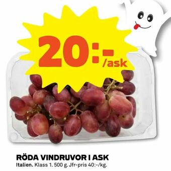 Röda vindruvor i ask
