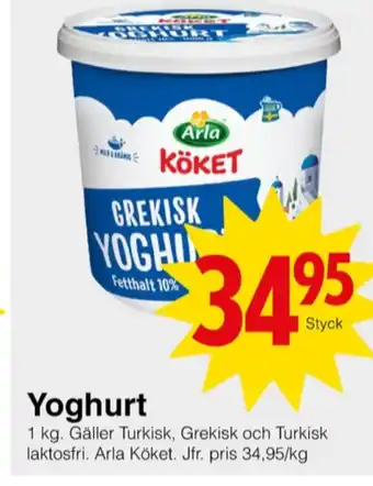 Matöppet Arla yoghurt erbjuda