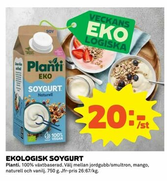 Coop Extra Ekologisk soygurt erbjuda