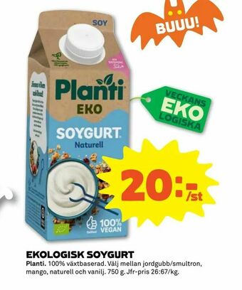 Stora Coop Ekologisk soygurt erbjuda