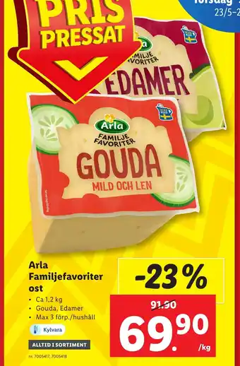 Lidl Arla Familjefavoriter ost erbjuda