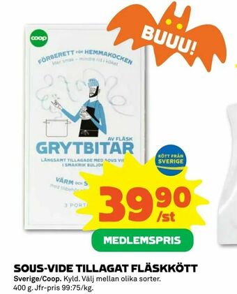 Stora Coop Sous-vide tillagat fläskkött erbjuda