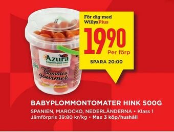 Babyplommontomater hink 500g