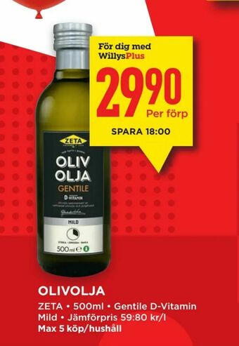 Willys Olivolja erbjuda