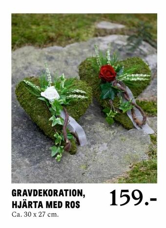 Gravdekoration, hjärta med ros
