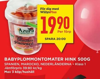 Babyplommontomater hink 500g