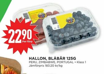 Hallon, blåbär 125g