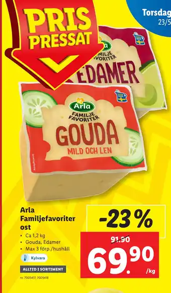 Lidl Arla Familjefavoriter Ost erbjuda