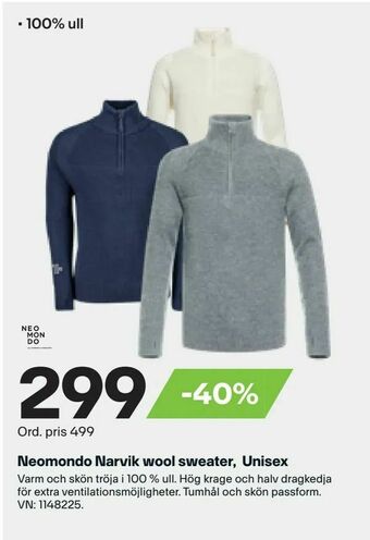 XXL Neomondo Narvik wool sweater, Unisex erbjuda