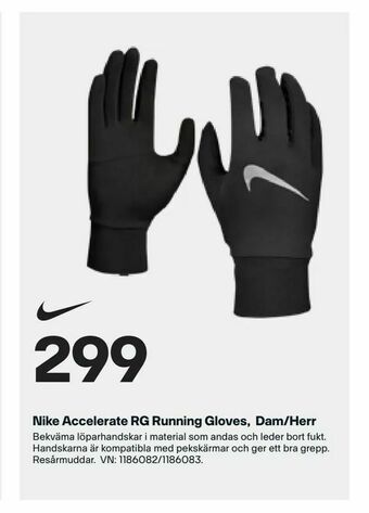 XXL Nike Accelerate RG Running Gloves, Dam/Herr erbjuda