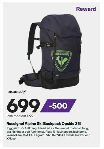 XXL Rossignol Alpine Ski Backpack Opside 35l erbjuda
