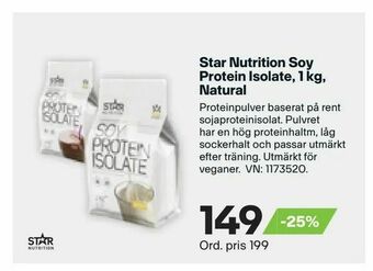 XXL Star Nutrition Soy Protein Isolate, 1 kg, Natural erbjuda