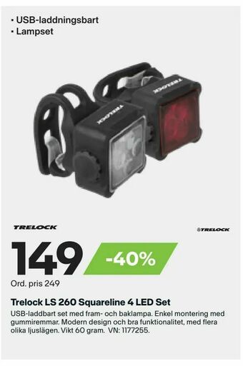 XXL Trelock LS 260 Squareline 4 LED Set erbjuda