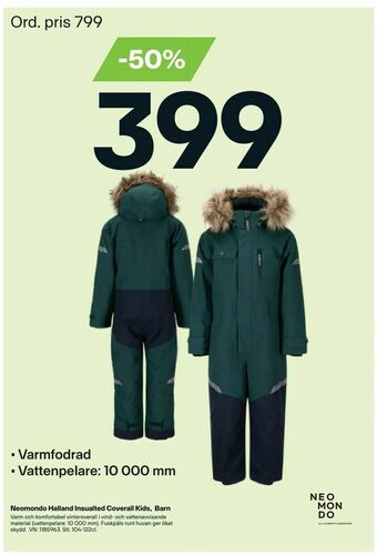XXL Neomondo Halland Insualted Coverall Kids, Barn erbjuda