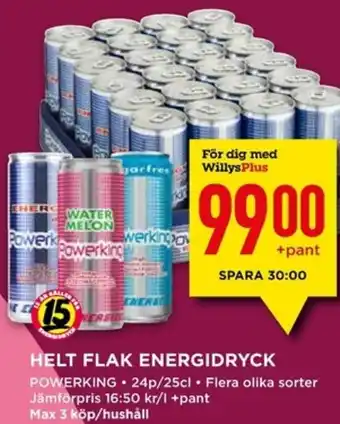 Willys HELT FLAK ENERGIDRYCK erbjuda