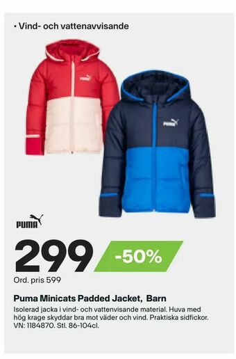 XXL Puma Minicats Padded Jacket, Barn erbjuda