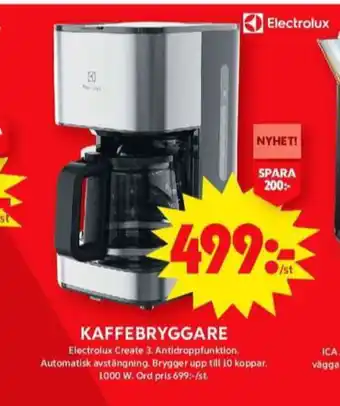 ICA Maxi Electrolux kaffebryggare erbjuda