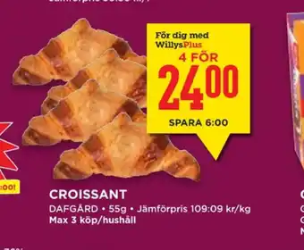 Willys Hemma Dafgårds butiksbakat kaffebröd erbjuda