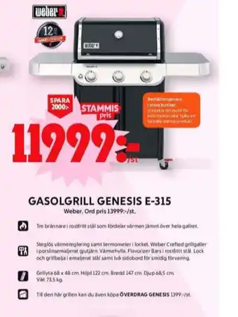 ICA Maxi Weber gasolgrill erbjuda